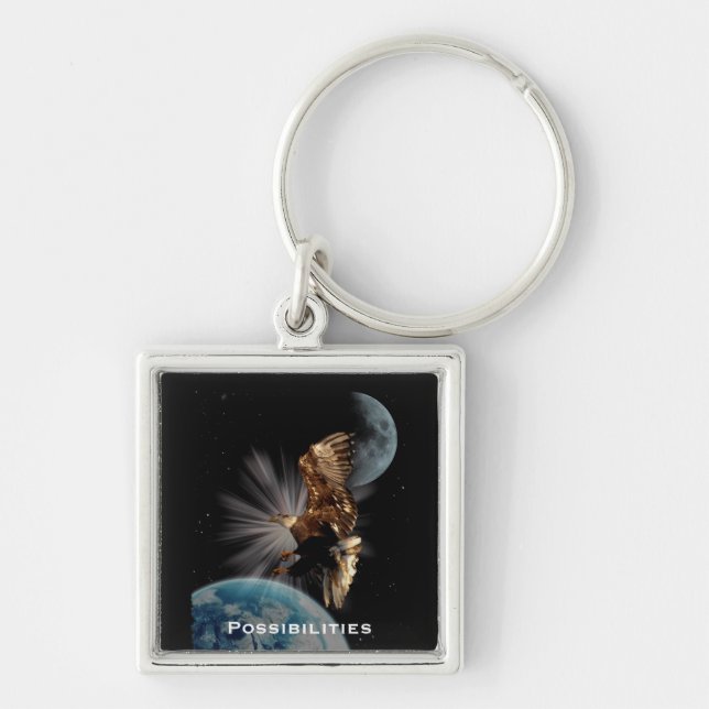 "POSSIBILITIES" Bald Eagle Motivational Gifts Keychain (Front)