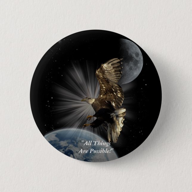 "POSSIBILITIES" Bald Eagle Motivational Gifts Pinback Button (Front)