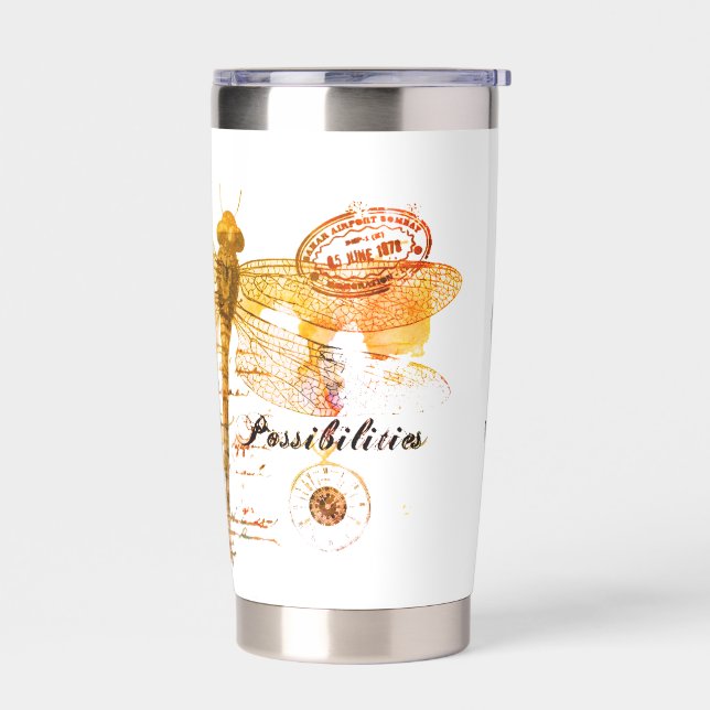 Possibilities dragonfly personalized insulated tumbler (Left)