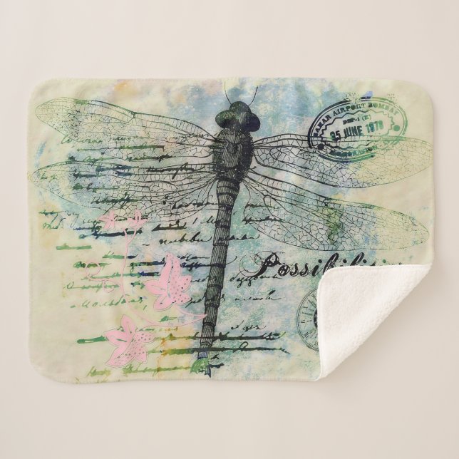 Possibilities dragonfly sherpa blanket (Front (Horizontal))