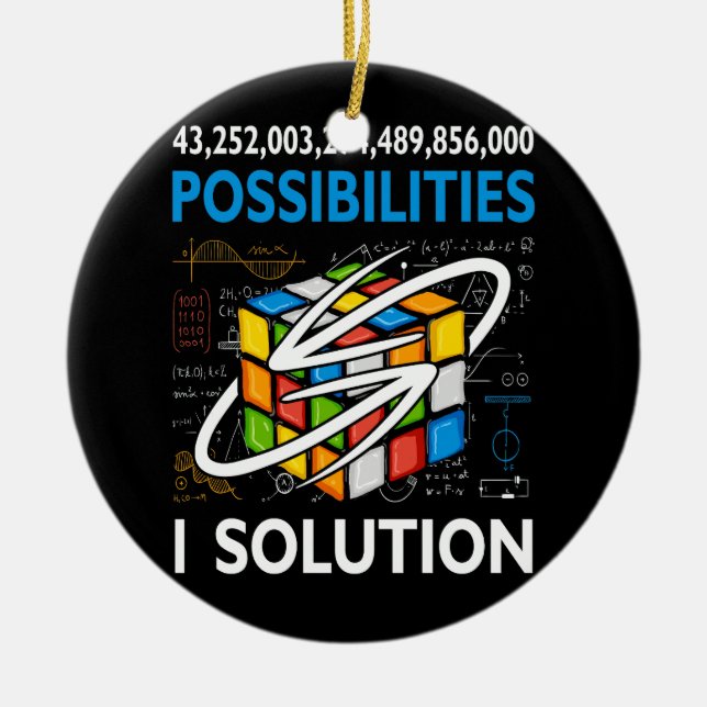 Possibilities Funny Speed Cubing One Solution Math Ceramic Ornament (Front)