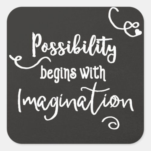 Possibility Begins Motivational Chalkboard Text Square Sticker