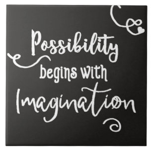 Possibility Begins Motivational Chalkboard Text Tile