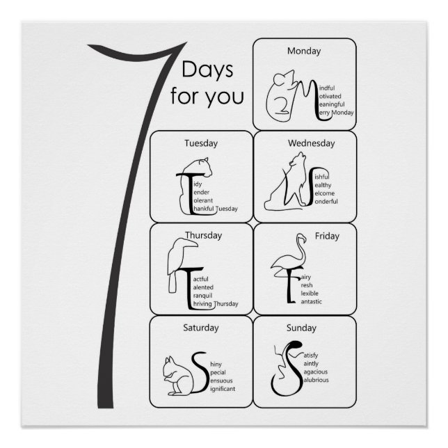 possitive words for your 7 days poster (Front)