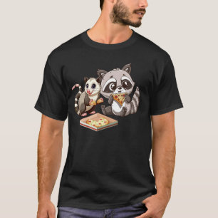 Possum and Raccoon Eating Pizza Wildlife Animal Fo T-Shirt