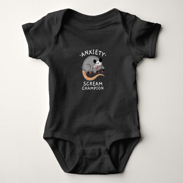 POSSUM ANXIETY SCREAM CHAMPION BABY BODYSUIT (Front)