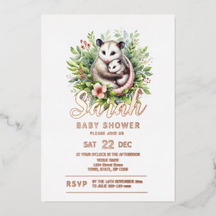 Possum Baby Shower Foil Invitation
