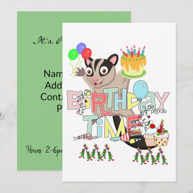 Possum Cake Happy Birthday Invitation  (Front/Back)