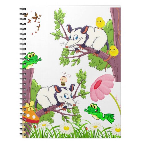 Possum Chick Frog Mushroom Butterfly Notebook