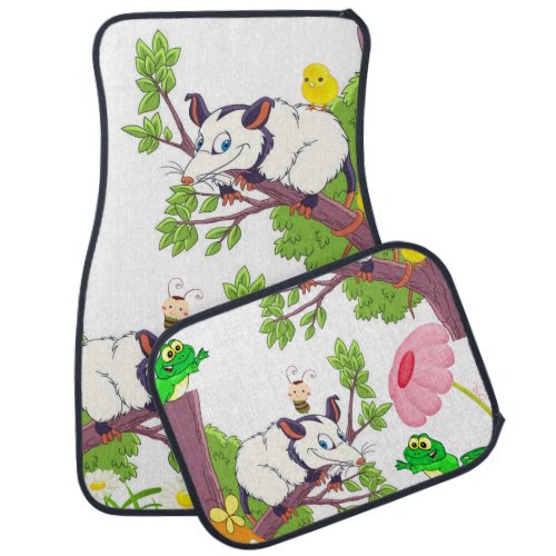 Possum Chicks Frog Floral Floor Car Mats