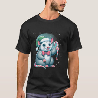 Possum Christmas Candy Opposum Lover Rodent Owner T-Shirt