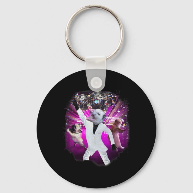 Possum Disco Ball Dancing  Keychain (Front)