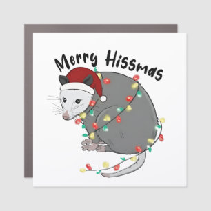 Possum Eat Trash Christmas Lights Merry Hissmass Car Magnet