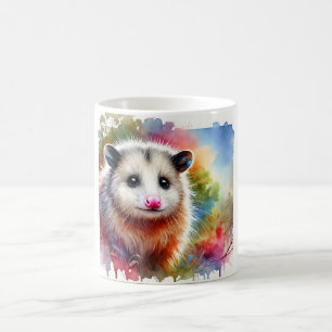 Possum in a Colorful Meadow 070824AREF151 - Waterc Coffee Mug