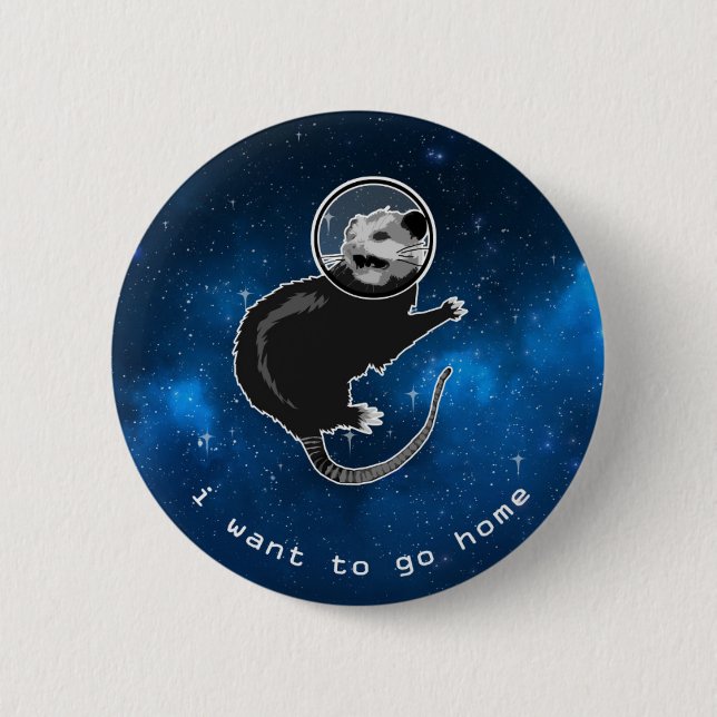 Possum in Space - Anxiety Introvert Outer Space Button (Front)