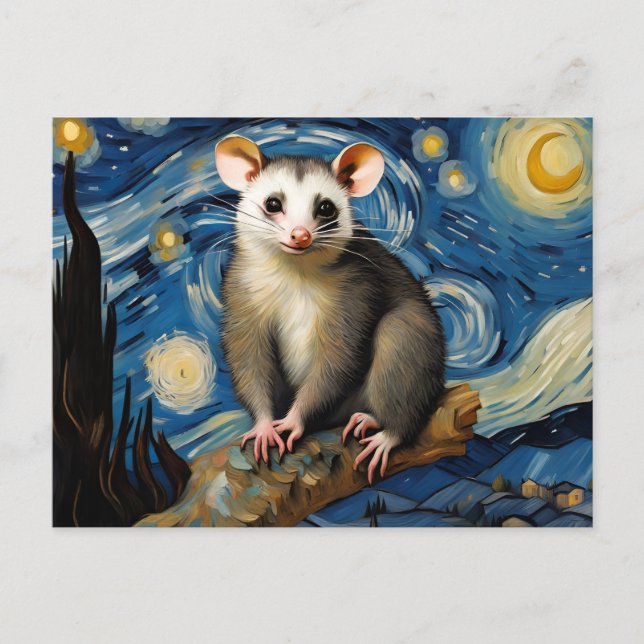 Possum in the Starry Night Postcard (Front)