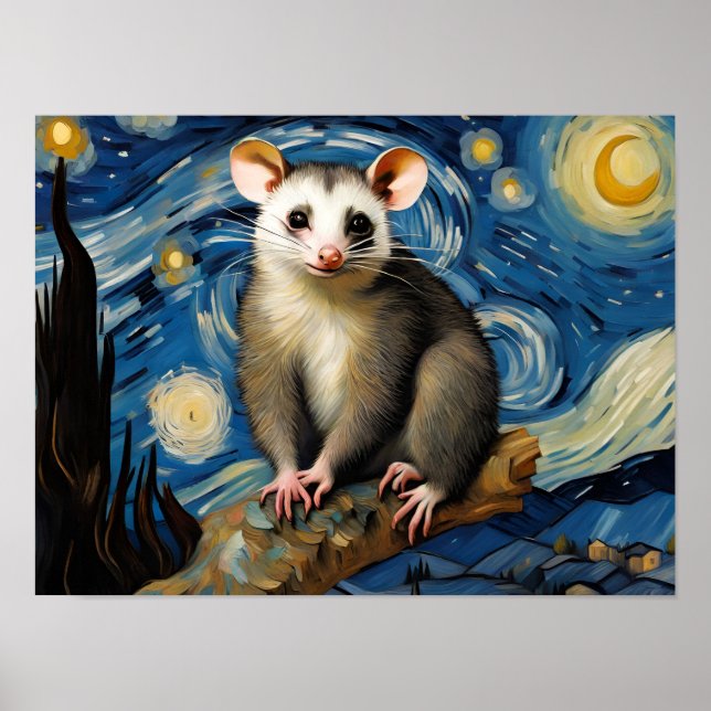 Possum in the Starry Night Poster (Front)