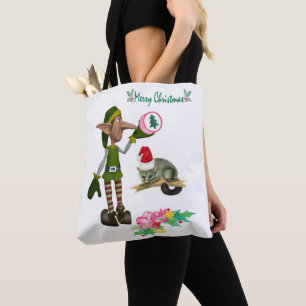 Possum Merry Christmas Women's Tote Bags Elf
