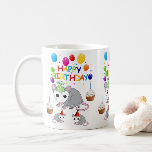 Possum Mug Happy Birthday Mug (With Donut)