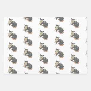 Possum Opossum Rose Floral Gift Wrap Wrapping