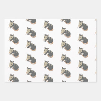 Possum Opossum Rose Floral Gift Wrap Wrapping