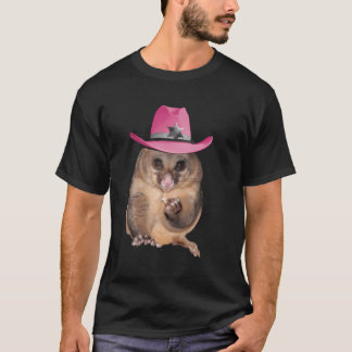 Possum Opossum Wearing Pink Cowboy Hat Funny T-Shirt