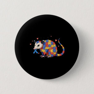 Possum Puzzle Autism Awareness Autistic Womens Men Button