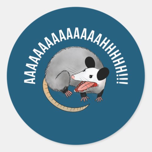 Possum Screaming Aaahh Street Cat Funny Anxious Classic Round Sticker