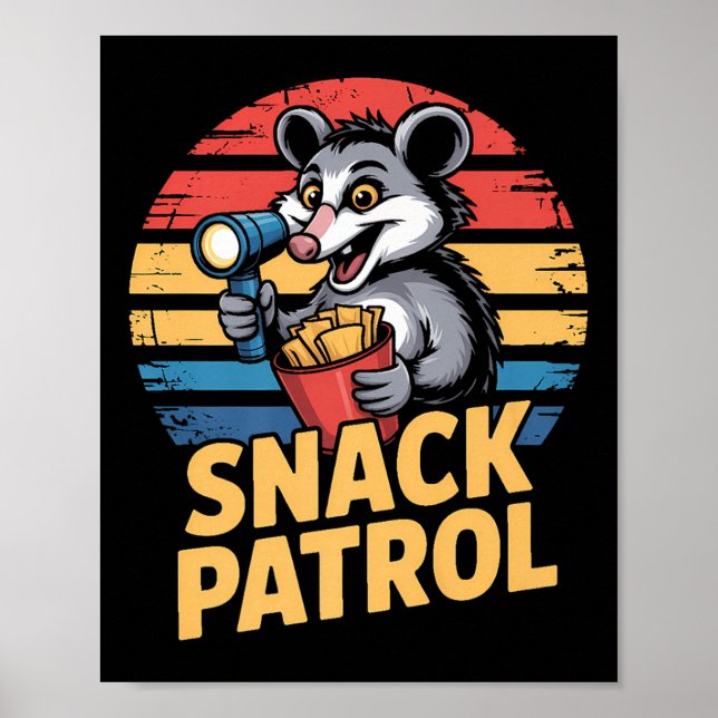 Possum Snacks Patrol With Flashlight And Chips Hum Poster (Front)