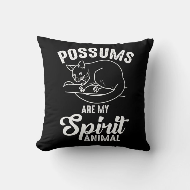 Possum Spirit Animal - Opossum Animal Fan Throw Pillow (Front)