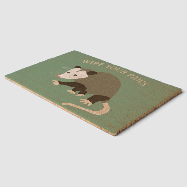 Possum Wipe Your Paws Welcome Doormat Fiber Doormat (Corner)