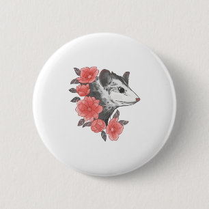 Possum With Flowers Button