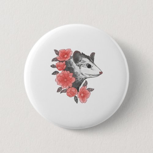 Possum With Flowers Button