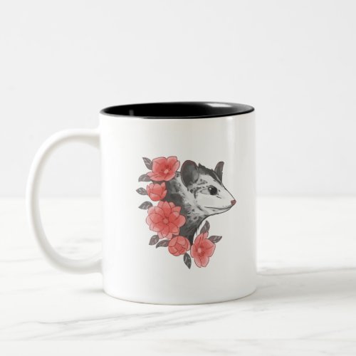 Possum With Flowers Two_Tone Coffee Mug