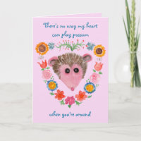 Possum with Flowers Valentine's Card, Play Opossum