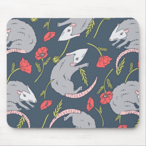Possums and Poppy Flower Mousepad