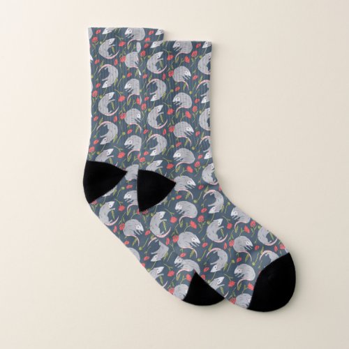 Possums and Poppy Flowers Socks