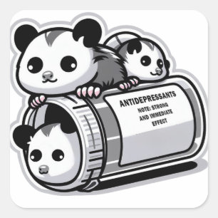 Possums Antidepressants Square Sticker