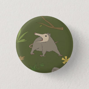 Possums in a Berry Field - Angry Possum - in Green Button