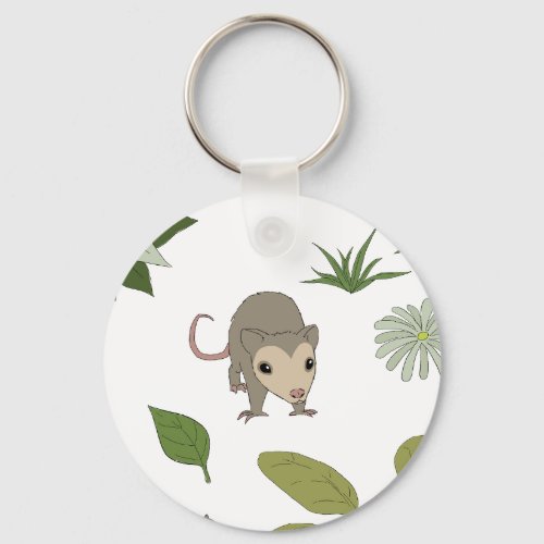 Possums in a Berry Field _ Baby Joey _ in White Keychain