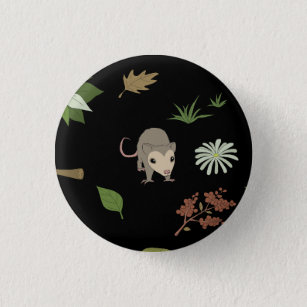 Possums in a Berry Field - Baby Possum - in Black Button