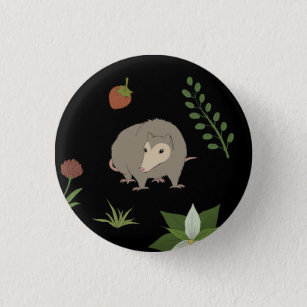 Possums in a Berry Field - Chill Possum - in Black Button