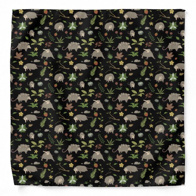 Possums in a Berry Field in Black Bandana (Front)