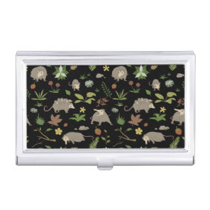 Possums in a Berry Field in Black Business Card Case