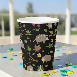 Possums in a Berry Field in Black Paper Cups