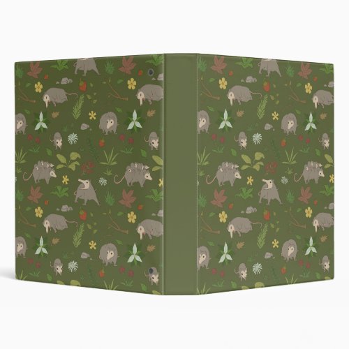 Possums in a Berry Field in Green 3 Ring Binder