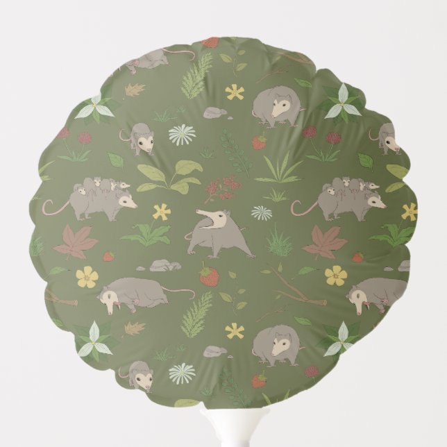 Possums in a Berry Field in Green Balloon (Front)