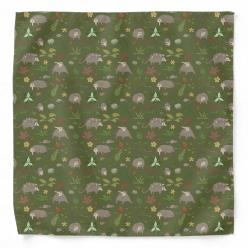 Possums in a Berry Field in Green Bandana