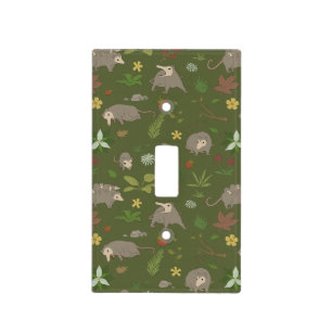 Possums in a Berry Field in Green Light Switch Cover