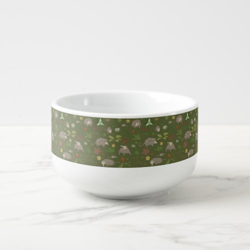 Possums in a Berry Field in Green Soup Mug